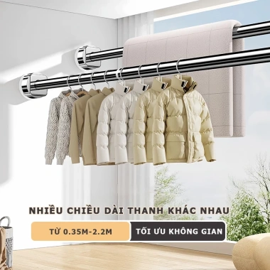 Thanh treo rèm inox 25mm YUYU - Sào phơi quần áo không khoan tường, lắp đặt nhanh, giá 156.644₫