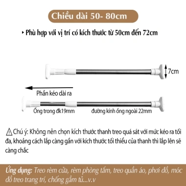Thanh treo thông minh đa năng không khoan không vít - Lắp rèm, treo quần áo, 21.000₫
