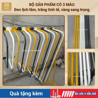 Thanh U treo quần áo thép chịu lực - sào treo tường, sơn tĩnh điện 3 màu, đủ size, kèm vít & tắc kê, giảm giá 20% 3