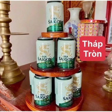 Tháp bày bia nước ngọt 3 tầng gỗ dày đẹp sơn PU phủ bóng - Giá ưu đãi 129.999 VND 2