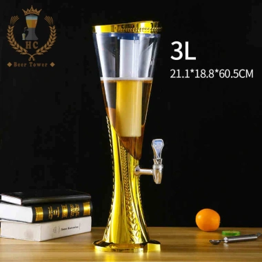 Tháp bia 3 lít HC vân đế lúa mạch - Đèn LED 7 màu, lõi đá giữ lạnh, cho quán nhậu