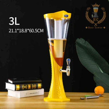 Tháp bia 3 lít HC vân đế lúa mạch - Đèn LED 7 màu, lõi đá giữ lạnh, cho quán nhậu