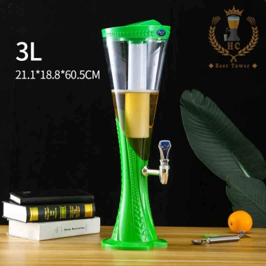 Tháp bia 3 lít HC vân đế lúa mạch - Đèn LED 7 màu, lõi đá giữ lạnh, cho quán nhậu