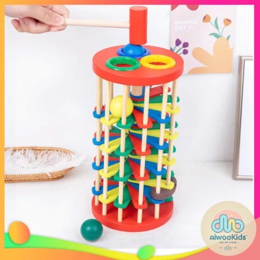 Tháp Bóng Gỗ Lốc Xoáy Nhiều Tầng Sắc Màu - Đồ Chơi Phát Triển Tư Duy Bé 1-3 Tuổi Giá Ưu Đãi 139.000đ