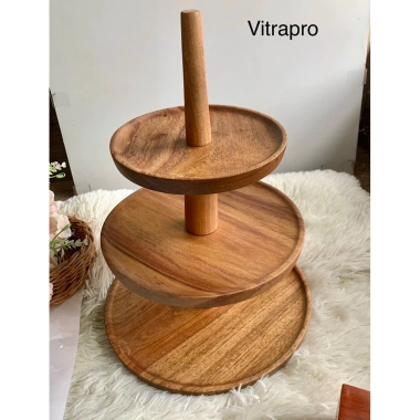 Tháp gỗ 3 tầng tháo rời – Đĩa bày kẹo, bánh ngọt, hoa quả, nước ngọt, 380.000 VND