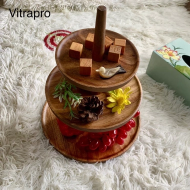 Tháp gỗ 3 tầng tháo rời – Đĩa bày kẹo, bánh ngọt, hoa quả, nước ngọt, 380.000 VND