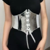 Thắt lưng AHYS rộng cổ điển da PU màu vàng Corset đàn hồi cho nữ, giá 132.000 VND 8