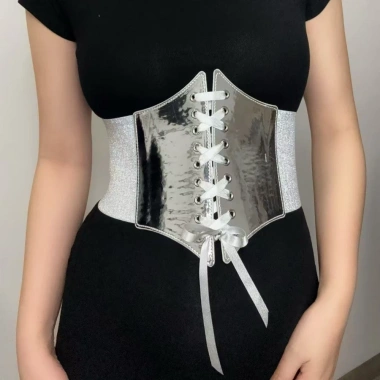 Thắt lưng AHYS rộng cổ điển da PU màu vàng Corset đàn hồi cho nữ, giá 132.000 VND
