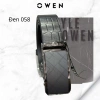 Thắt lưng da bò nam OWEN da thật mặt hợp kim đúc nguyên khối, khóa trượt tự động