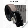 Thắt lưng da bò nam OWEN da thật mặt hợp kim đúc nguyên khối, khóa trượt tự động 4