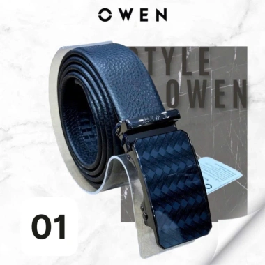 Thắt lưng da bò nam OWEN da thật mặt hợp kim đúc nguyên khối, khóa trượt tự động