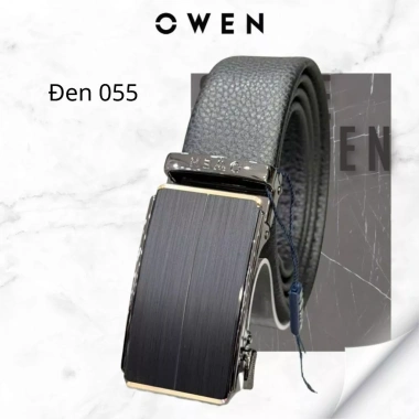 Thắt lưng da bò nam OWEN da thật mặt hợp kim đúc nguyên khối, khóa trượt tự động
