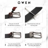 Thắt lưng da bò nam OWEN da thật mặt hợp kim đúc nguyên khối, khóa trượt tự động 9