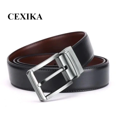 Thắt lưng da bò thật nam doanh nhân, khóa chốt đôi, phù hợp quần jean – 150.700 VND