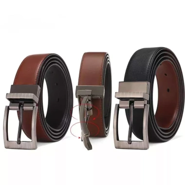 Thắt lưng da bò thật nam doanh nhân, khóa chốt đôi, phù hợp quần jean – 150.700 VND