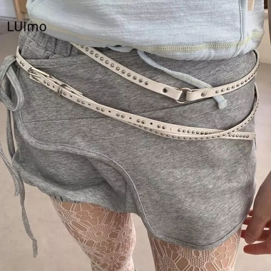 Thắt lưng da hai lớp phong cách Y2K đinh tán Unisex - Phụ kiện sành điệu, giá ưu đãi 76.662₫