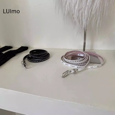 Thắt lưng da hai lớp phong cách Y2K đinh tán Unisex - Phụ kiện sành điệu, giá ưu đãi 76.662₫