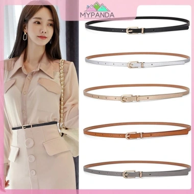 Thắt lưng da mỏng trắng xám MYPANDA nữ, khóa chốt điều chỉnh, hợp quần jean mùa hè 3