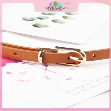 Thắt lưng da mỏng trắng xám MYPANDA nữ, khóa chốt điều chỉnh, hợp quần jean mùa hè 4