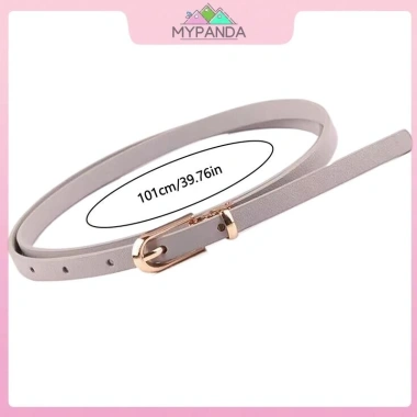 Thắt lưng da mỏng trắng xám MYPANDA nữ, khóa chốt điều chỉnh, hợp quần jean mùa hè 9