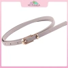 Thắt lưng da mỏng trắng xám MYPANDA nữ, khóa chốt điều chỉnh, hợp quần jean mùa hè 10