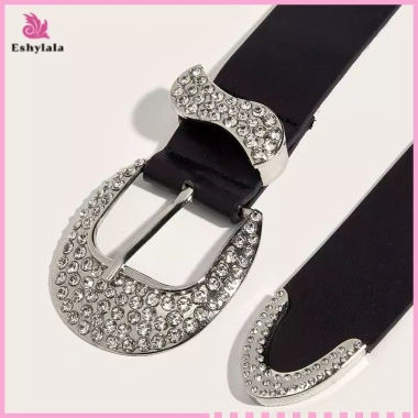 Thắt lưng da PU Eshylala phong cách Y2K kim cương giả - Hoàn hảo cho jeans 2 Thắt lưng da PU Eshylala phong cách Y2K kim cương giả - Hoàn hảo cho jeans 2