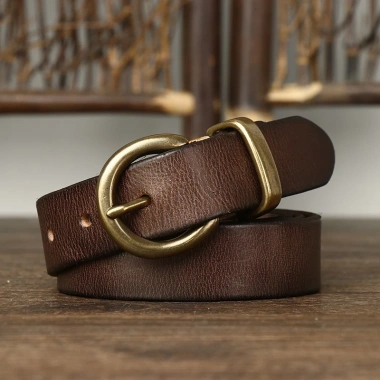 Thắt Lưng Da Thật Dày 2.8CM Nữ Pin Đồng Khóa Retro, Phù Hợp Với Quần Jean 2