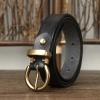 Thắt Lưng Da Thật Dày 2.8CM Nữ Pin Đồng Khóa Retro, Phù Hợp Với Quần Jean 4