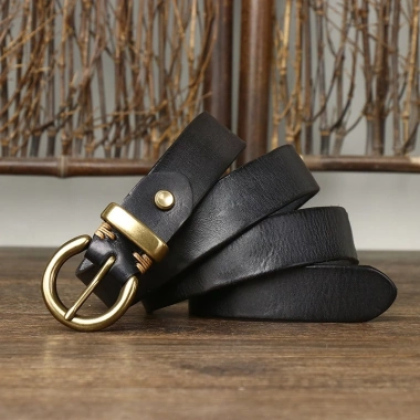 Thắt Lưng Da Thật Dày 2.8CM Nữ Pin Đồng Khóa Retro, Phù Hợp Với Quần Jean 6