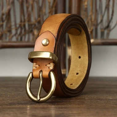 Thắt Lưng Da Thật Dày 2.8CM Nữ Pin Đồng Khóa Retro, Phù Hợp Với Quần Jean 7