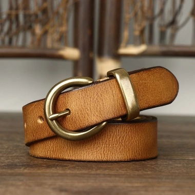Thắt Lưng Da Thật Dày 2.8CM Nữ Pin Đồng Khóa Retro, Phù Hợp Với Quần Jean 8