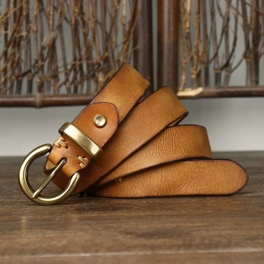 Thắt Lưng Da Thật Dày 2.8CM Nữ Pin Đồng Khóa Retro, Phù Hợp Với Quần Jean 9