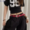 Thắt lưng đinh tán ngôi sao NLINNI - Phong cách Punk Y2K, da PU rộng, phù hợp quần jean & váy, giá ưu đãi 104.500 VND