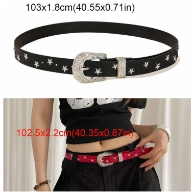 Thắt lưng đinh tán ngôi sao NLINNI - Phong cách Punk Y2K, da PU rộng, phù hợp quần jean & váy, giá ưu đãi 104.500 VND