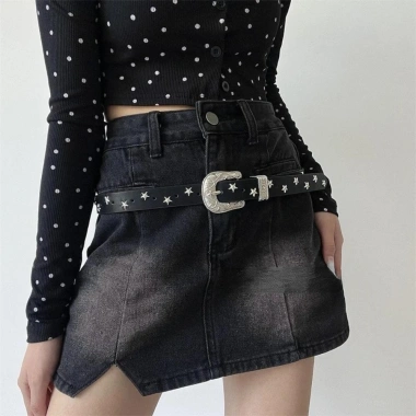 Thắt lưng đinh tán ngôi sao NLINNI - Phong cách Punk Y2K, da PU rộng, phù hợp quần jean & váy, giá ưu đãi 104.500 VND