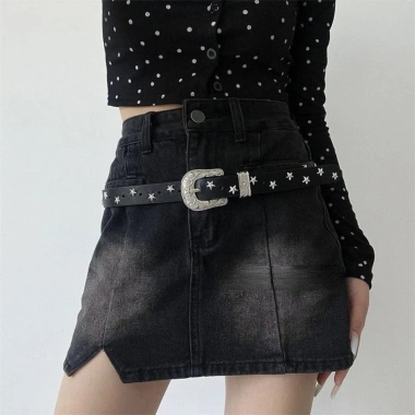 Thắt lưng đinh tán ngôi sao NLINNI - Phong cách Punk Y2K, da PU rộng, phù hợp quần jean & váy, giá ưu đãi 104.500 VND