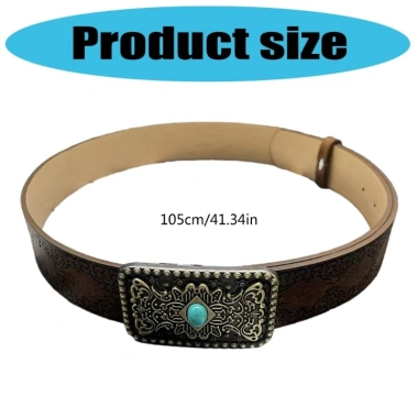 Thắt lưng giả da nâu mềm, buckle edgy độc đáo, điều chỉnh được - unisex thời trang 2
