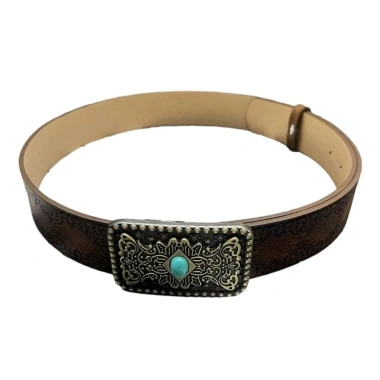 Thắt lưng giả da nâu mềm, buckle edgy độc đáo, điều chỉnh được - unisex thời trang 5