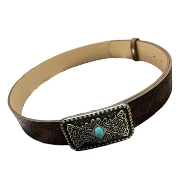 Thắt lưng giả da nâu mềm, buckle edgy độc đáo, điều chỉnh được - unisex thời trang 6