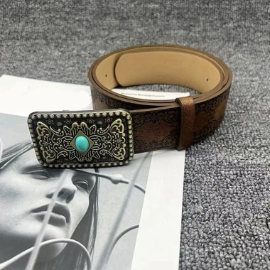 Thắt lưng giả da nâu mềm, buckle edgy độc đáo, điều chỉnh được - unisex thời trang 8