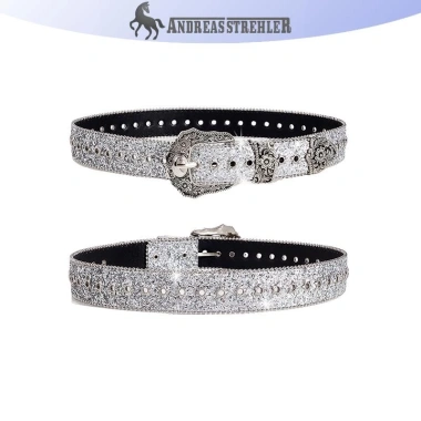 Thắt lưng kim cương giả Gothic nữ - Da PU phong cách Tây Y2K, giảm giá 20%