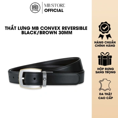 Thắt Lưng MB Convex Reversible Da Bê 2 Mặt 30mm - Khóa Bạc Viền Vàng, Đen/Nâu 7.15 Triệu