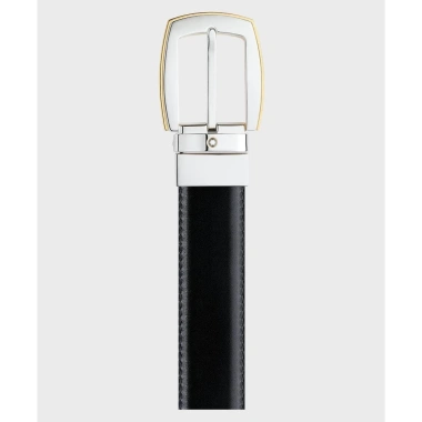 Thắt Lưng MB Convex Reversible Da Bê 2 Mặt 30mm - Khóa Bạc Viền Vàng, Đen/Nâu 7.15 Triệu