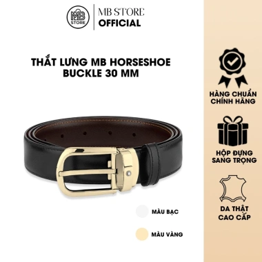 Thắt lưng MB Horseshoe Buckle 30mm Da bê 2 mặt, khóa mạ vàng sang trọng, giá ưu đãi 4,535,000 VND