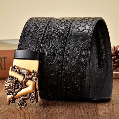 Thắt lưng nam 3.5cm V khóa da bò thật chính hãng Wasitbad, hợp kim tự động, quà tặng kinh doanh