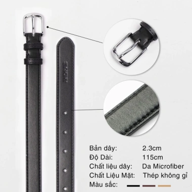 Thắt lưng nam bản nhỏ 2.3cm Liena Belt da Microfiber khóa kim Andras cao cấp 2