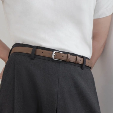 Thắt lưng nam bản nhỏ 2.3cm Liena Belt da Microfiber khóa kim Andras cao cấp 7