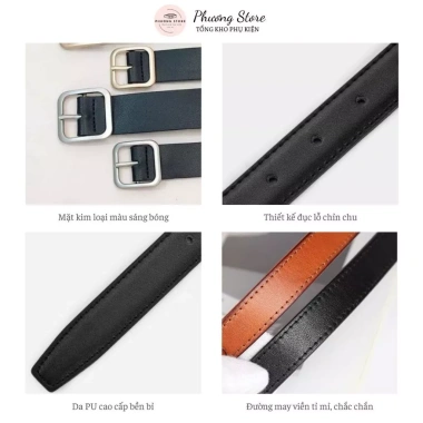 Thắt lưng nam bản nhỏ mặt vuông TL1 - Da nhẹ Hàn Quốc dây nịt chắc giá 70.000đ