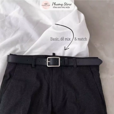 Thắt lưng nam bản nhỏ mặt vuông TL1 - Da nhẹ Hàn Quốc dây nịt chắc giá 70.000đ
