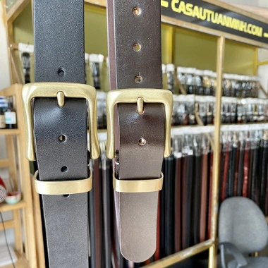 Thắt lưng nam da bò 3.8cm TM804, khóa đồng đúc, nguyên chất, BH 3 năm, kèm hộp lót nhung cao cấp 8